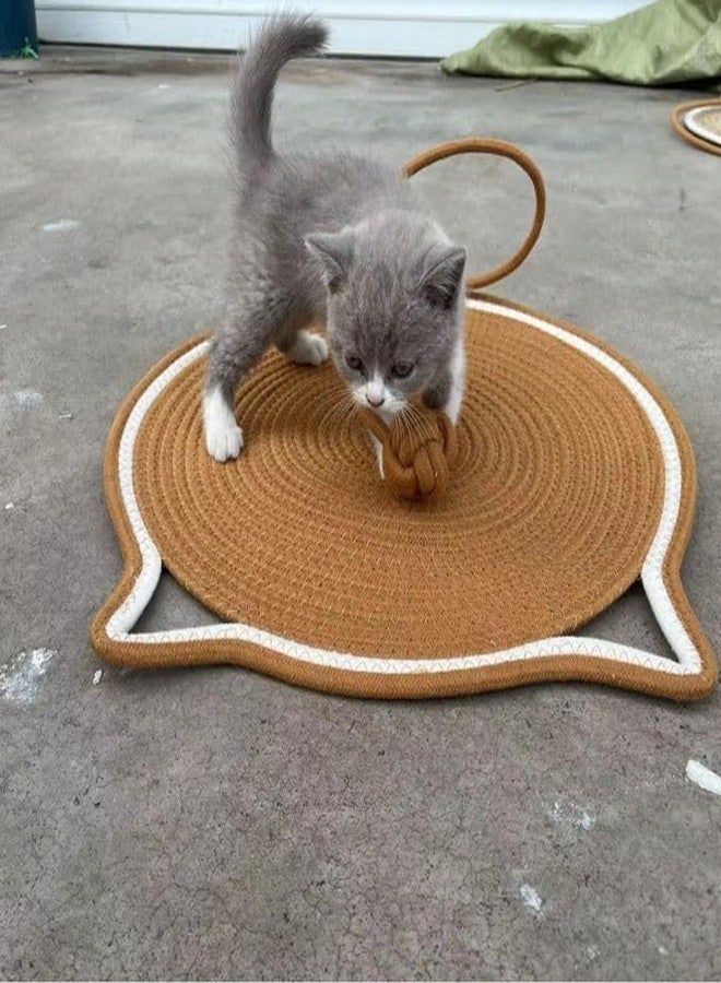 Stadash Cat Scratcher Mat Cotton Thread Round Scratch Pad with Catnip Ball, Wall Hanging Cat Scratch Board, Cartoon Claw Sharpening Pad for Indoor Cats, Furniture and Carpet Protector - Image 5